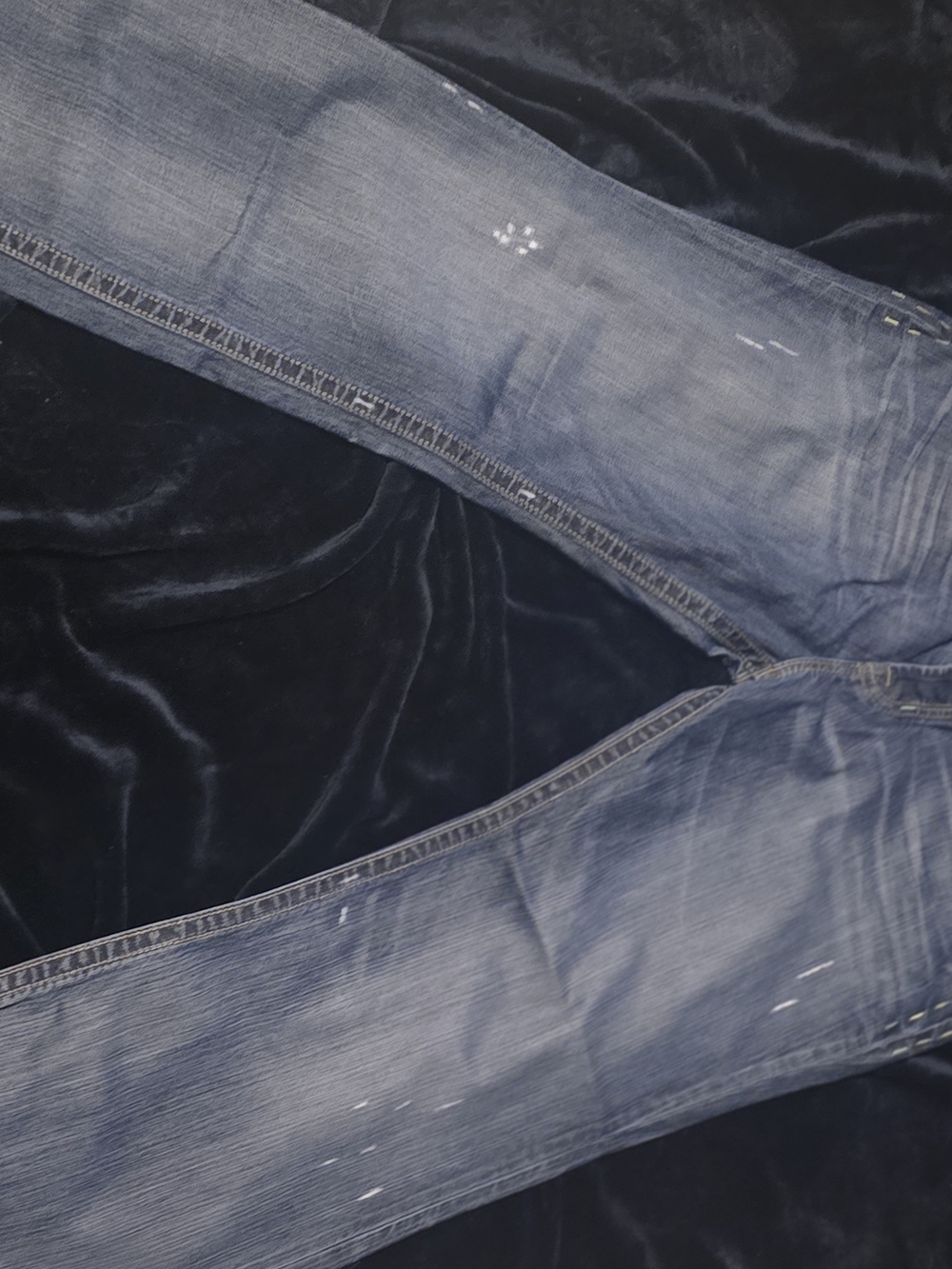 MEK Men's Faded Blue Straight Jeans